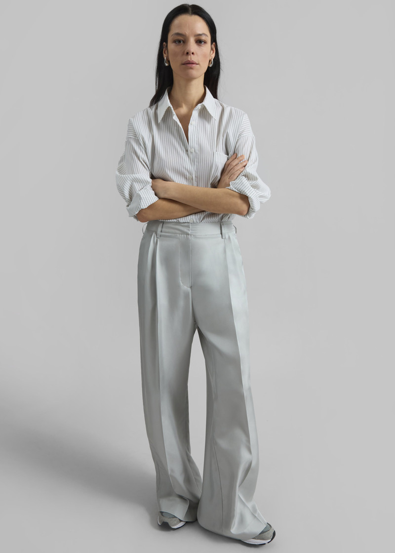 Marfa Pleated Silk Trousers - Grey 6