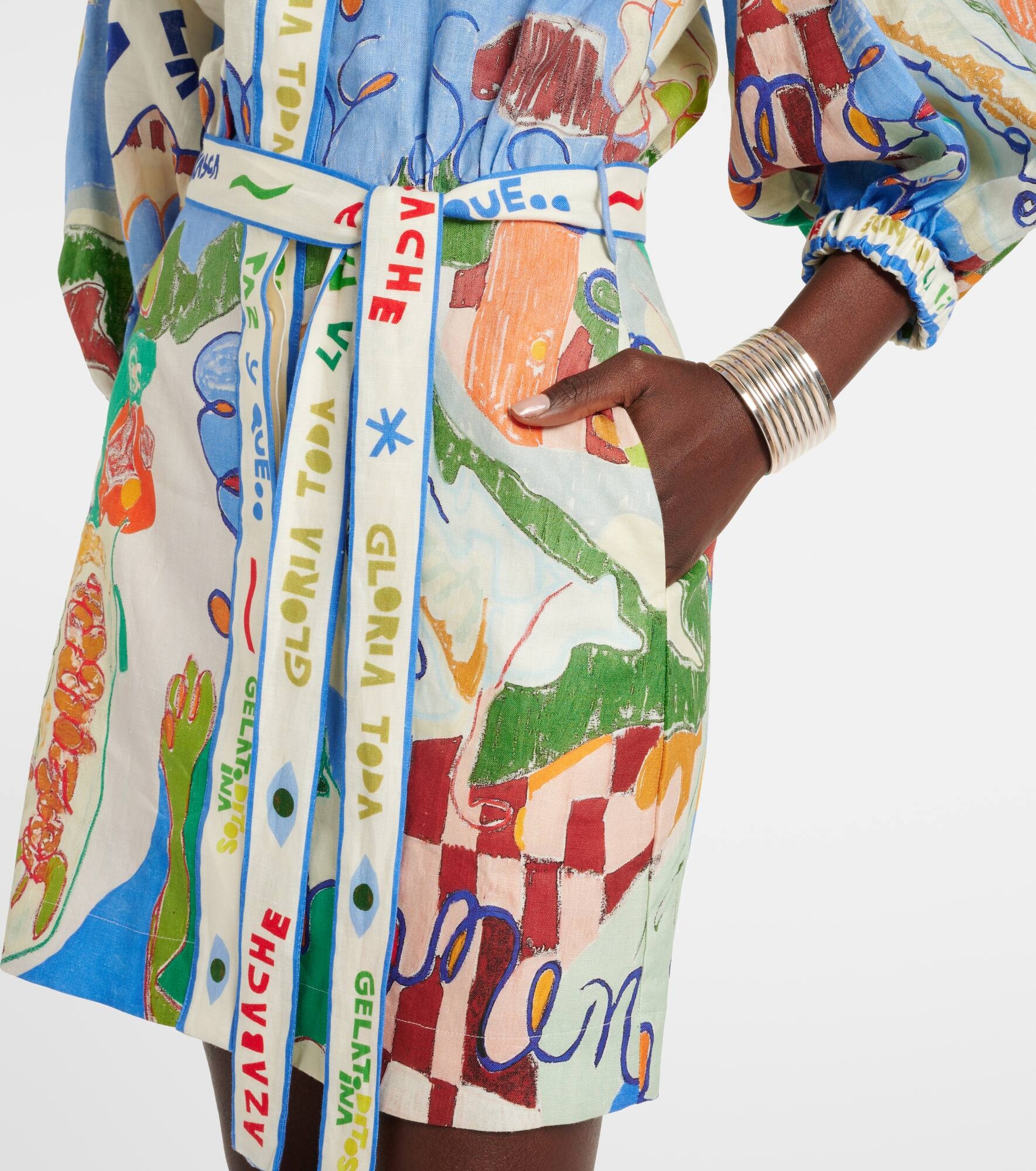 x Nadia Hernandez printed linen shirt dress - 5