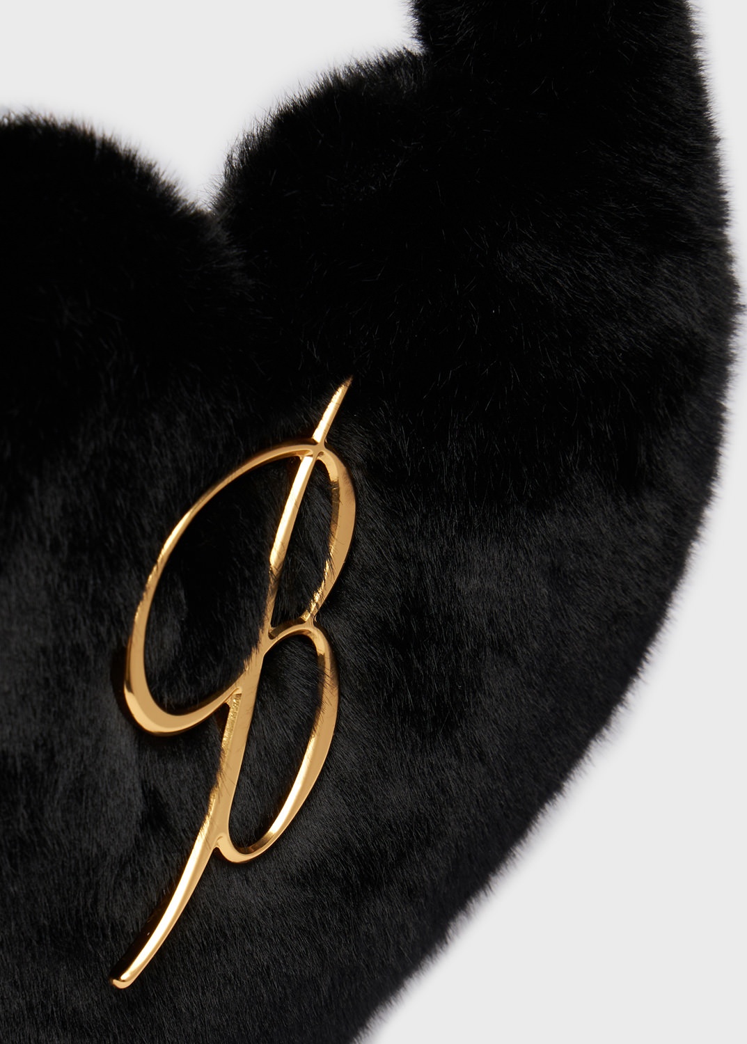 FAUX FUR HEART-SHAPED BAG WITH B MONOGRAM PIN - 4