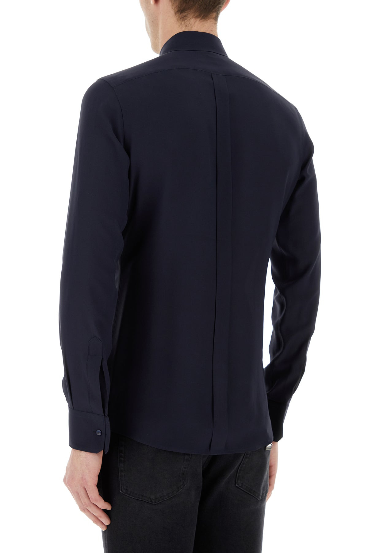 Midnight blue crepe shirt - 4