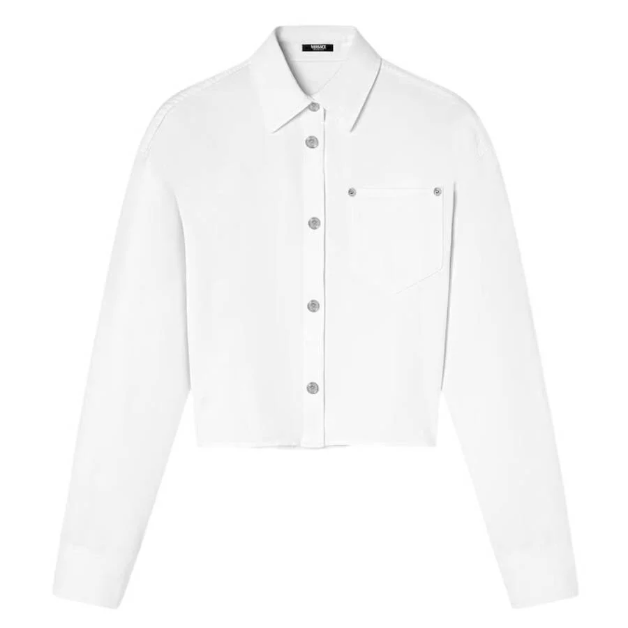 Versace Boxy Cropped Denim Shirt - 1