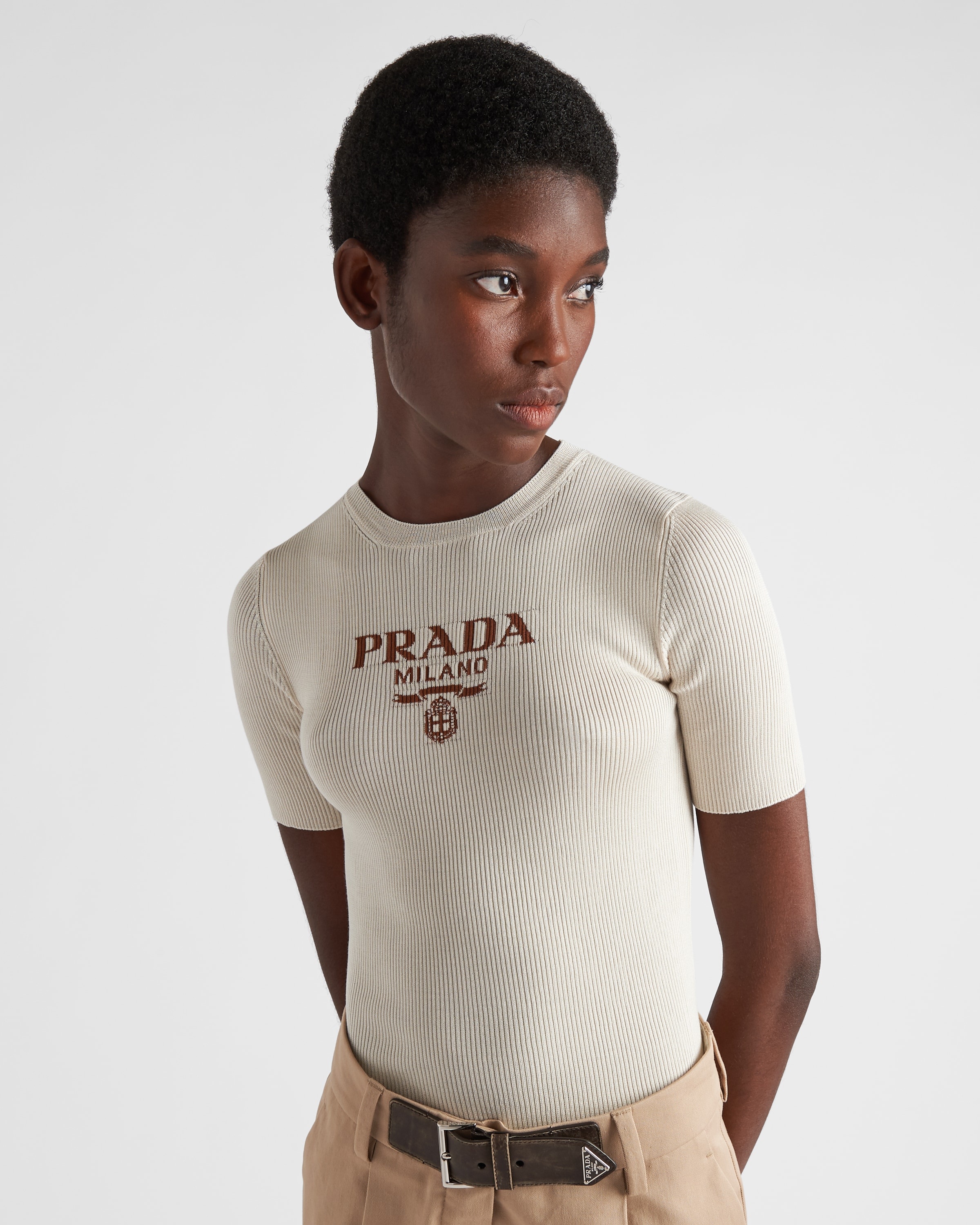 Silk crew-neck sweater with logo - 3