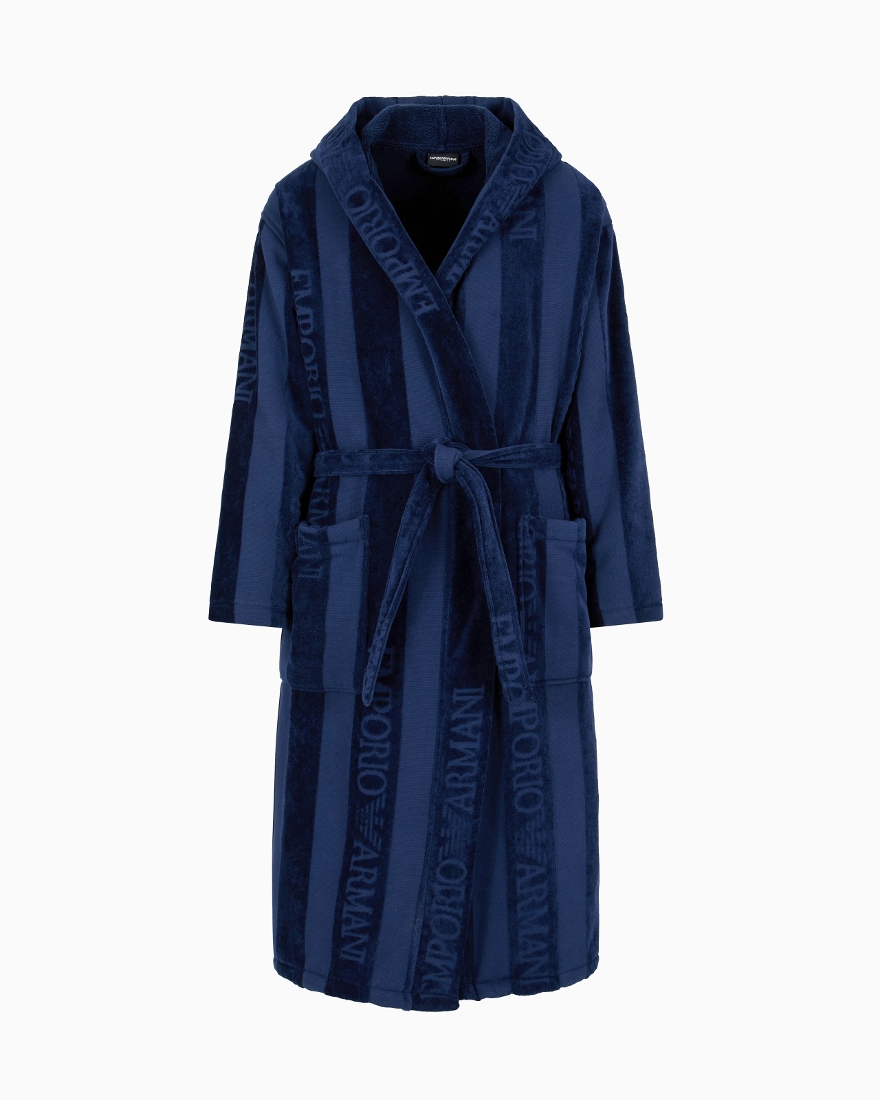 STRIPED TERRYCLOTH BATHROBE WITH LOGO - 1