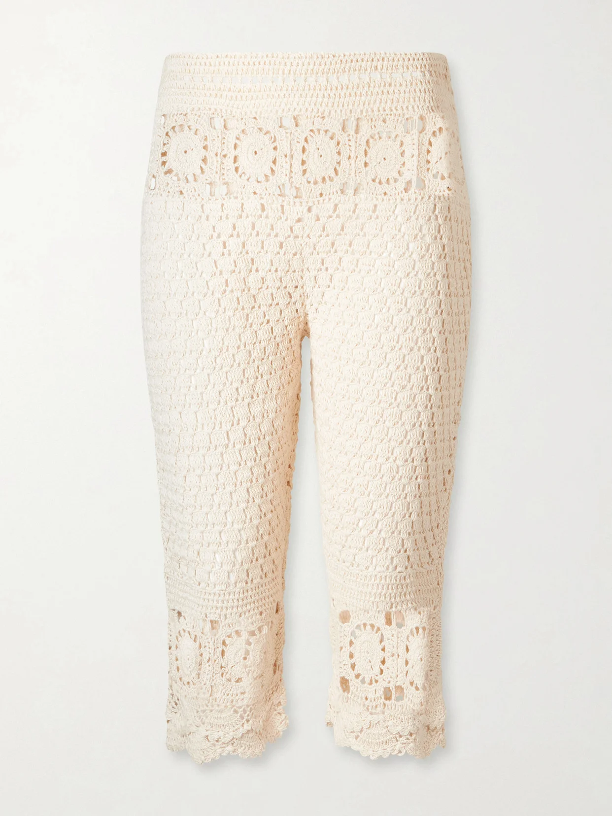 Aletta Mandala Crochet Cotton Capri Pants - 1