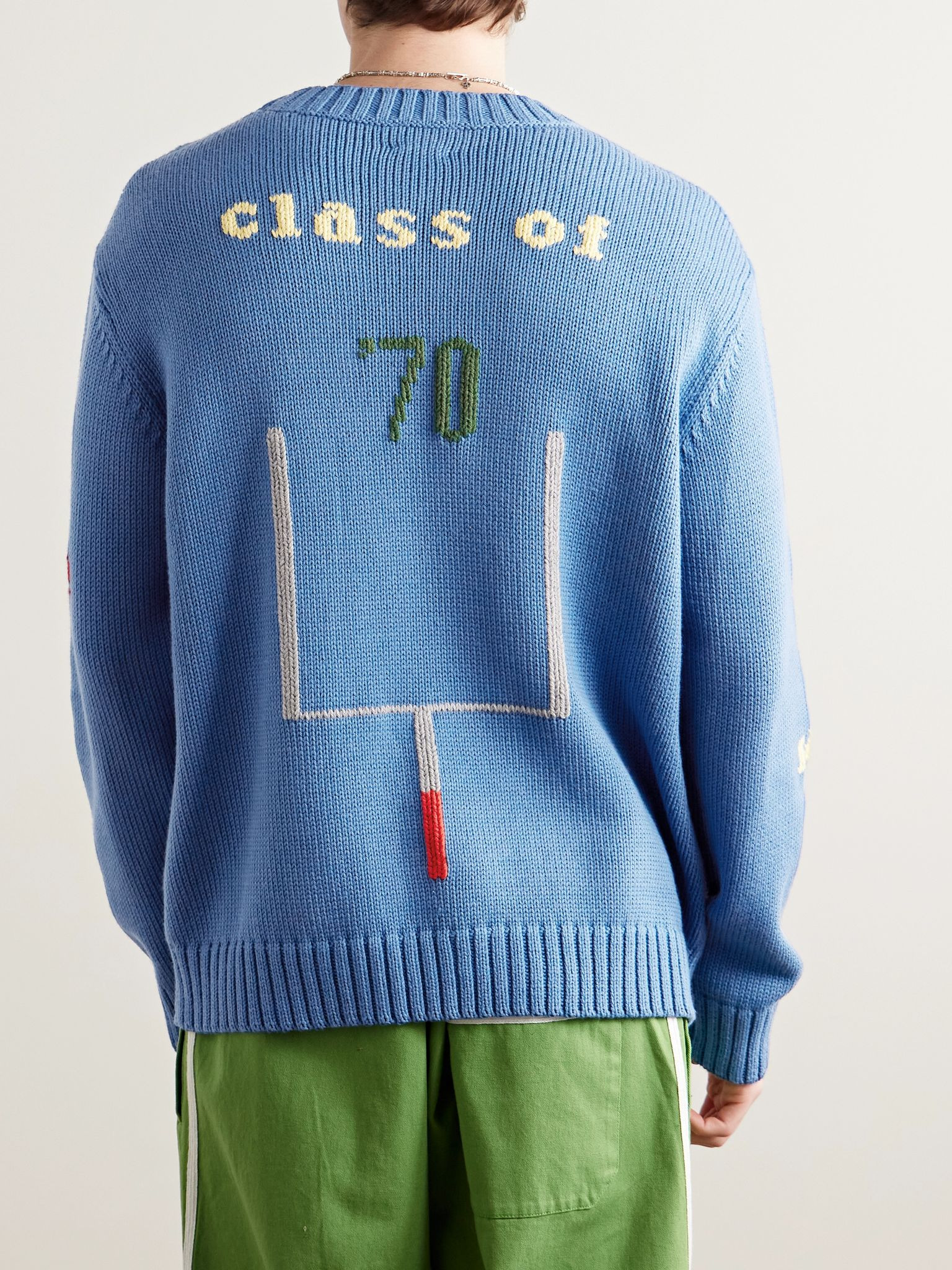 Spirit Intarsia-Knit Pima Cotton and Merino Wool-Blend Sweater Blue - 3