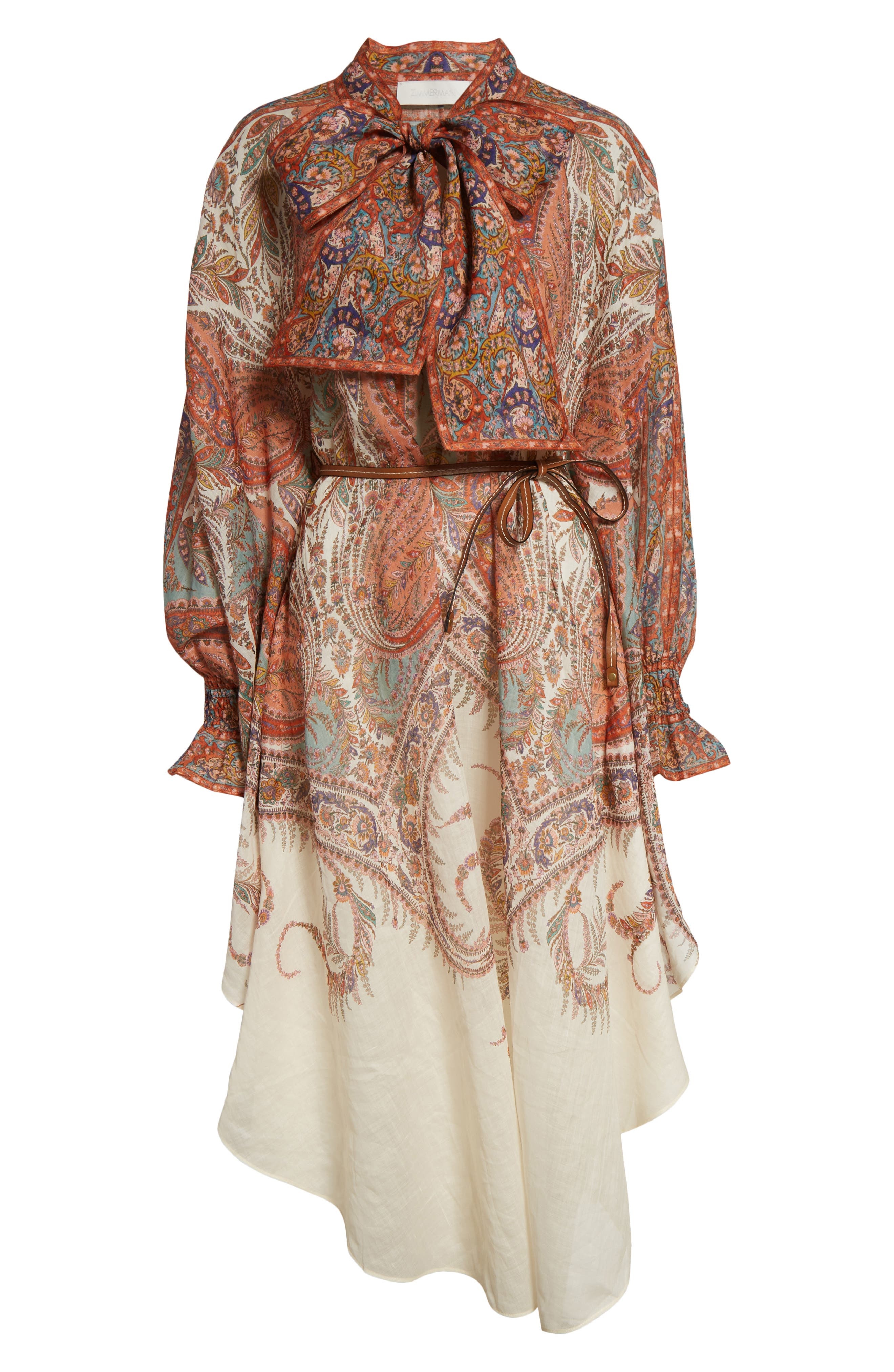 Zimmermann Rhiannon Paisley Tie Neck Long Sleeve Midi Dress in Cream Paisley at Nordstrom - 5