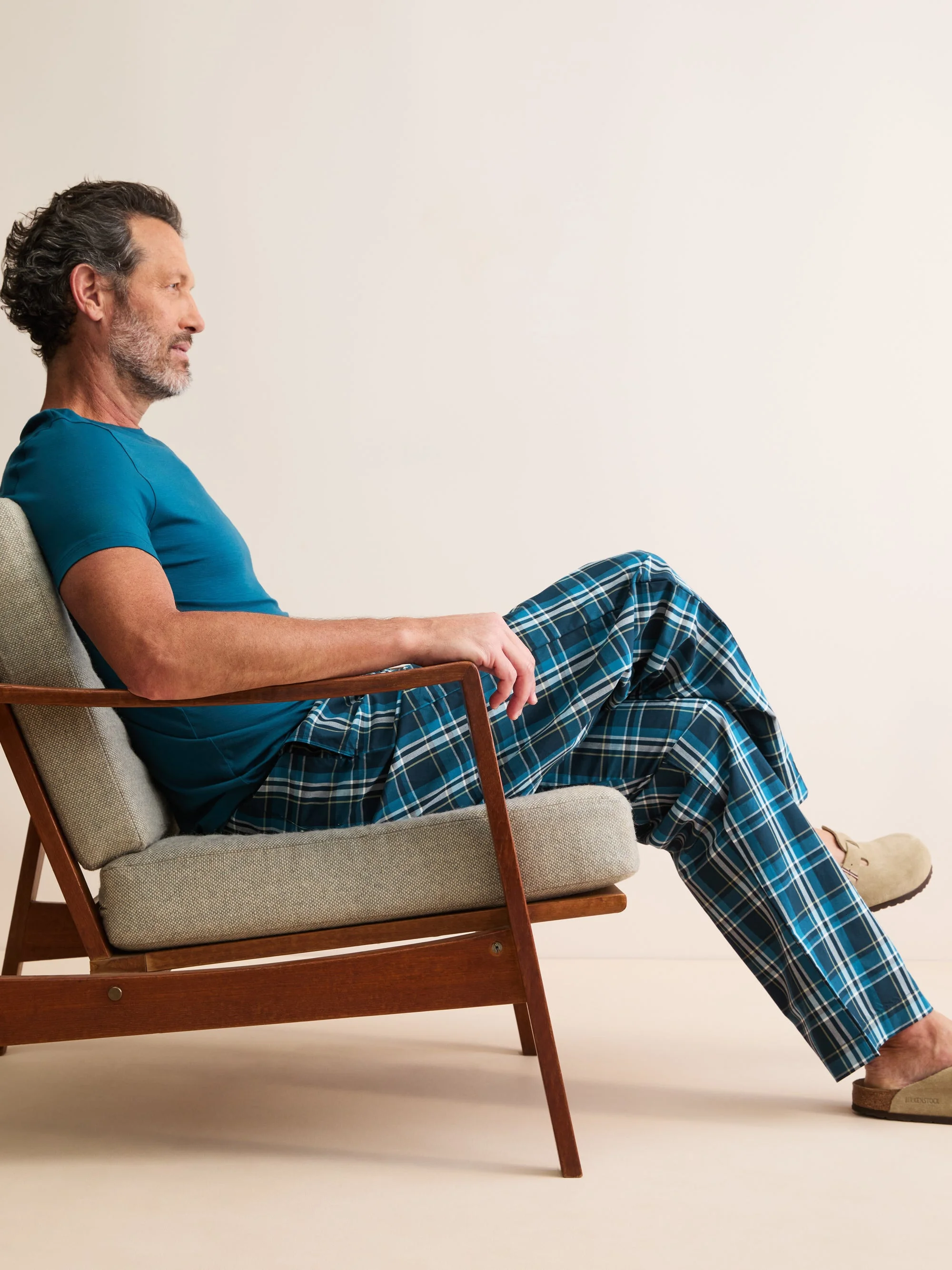Barker Cotton Lounge Pants Blue & Teal Check - 1