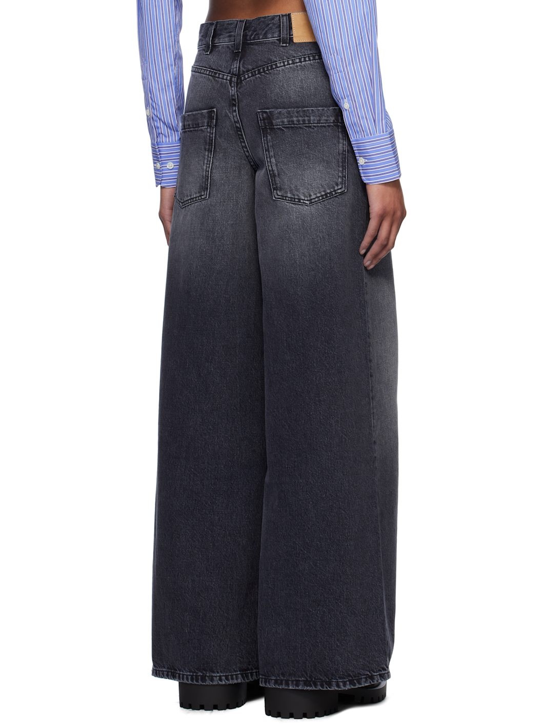 Black Oversized Washed Jeans - 3