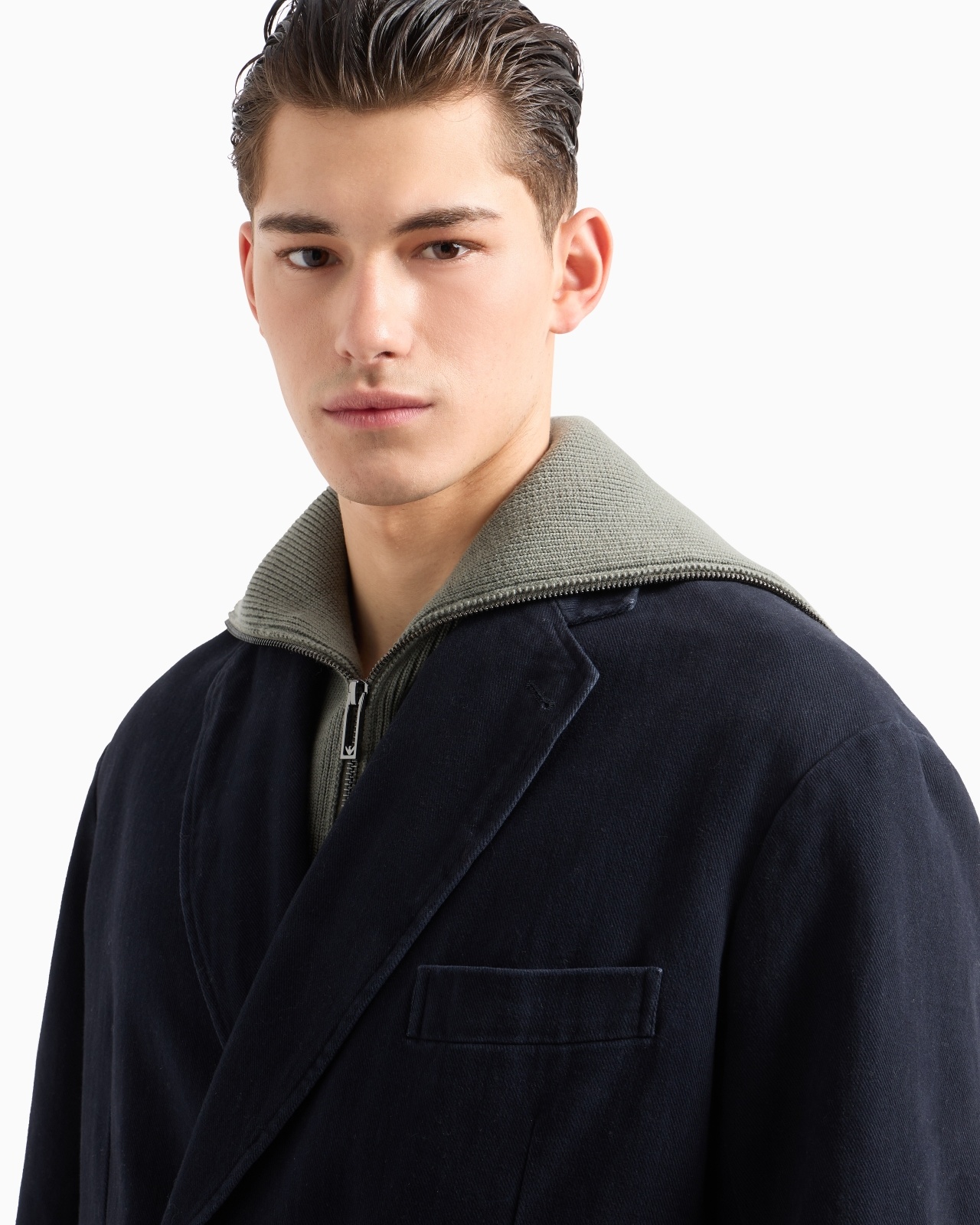 DOUBLE-BREASTED BLAZER IN A TWILL BULL FABRIC - 5