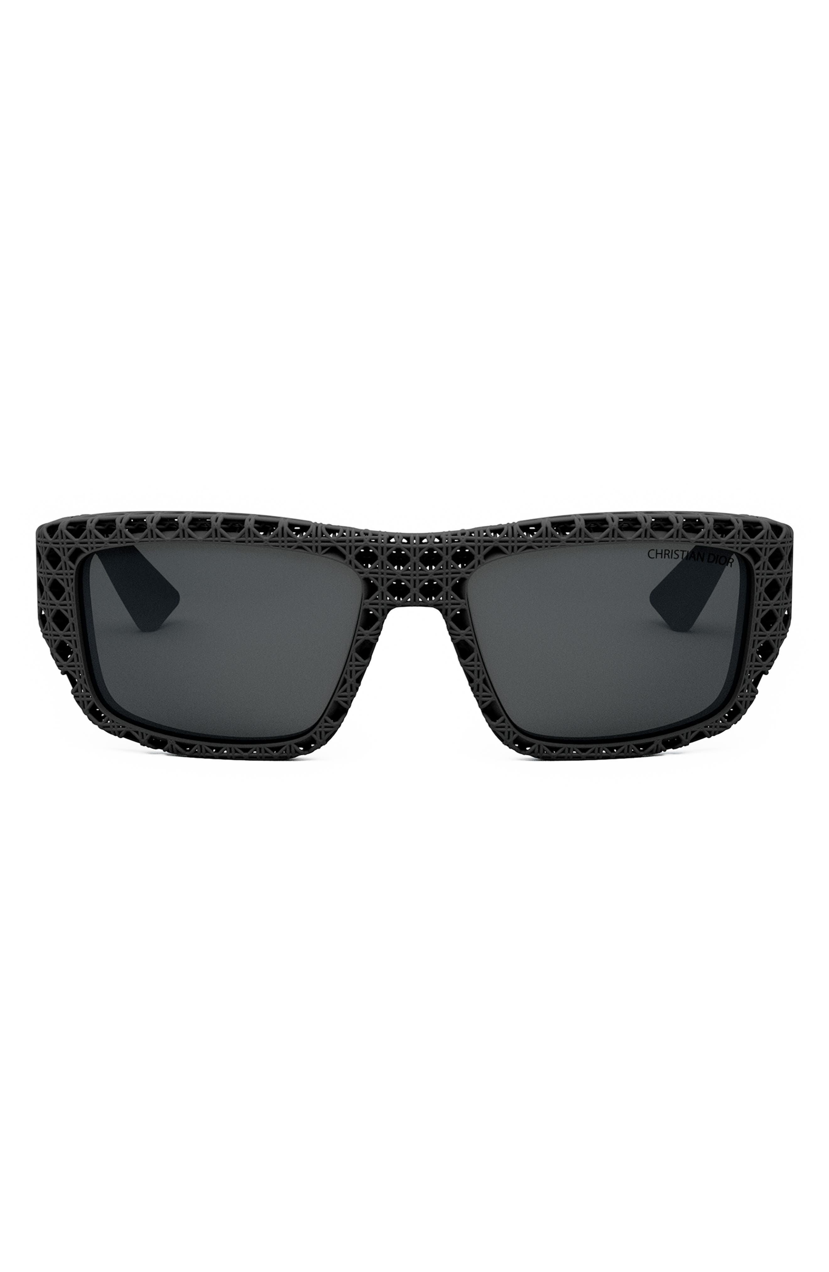 'Dior3D S1I 57mm Square Sunglasses in Matte Black /Smoke Polarized at Nordstrom - 1
