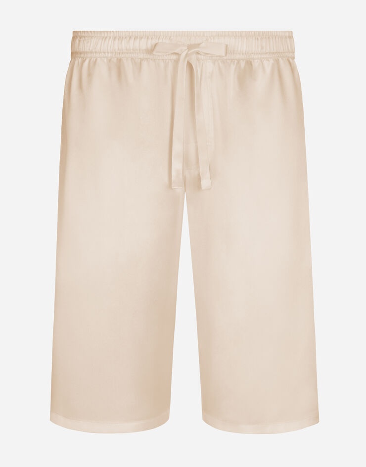 Silk satin jogging shorts with metal DG logo - 1