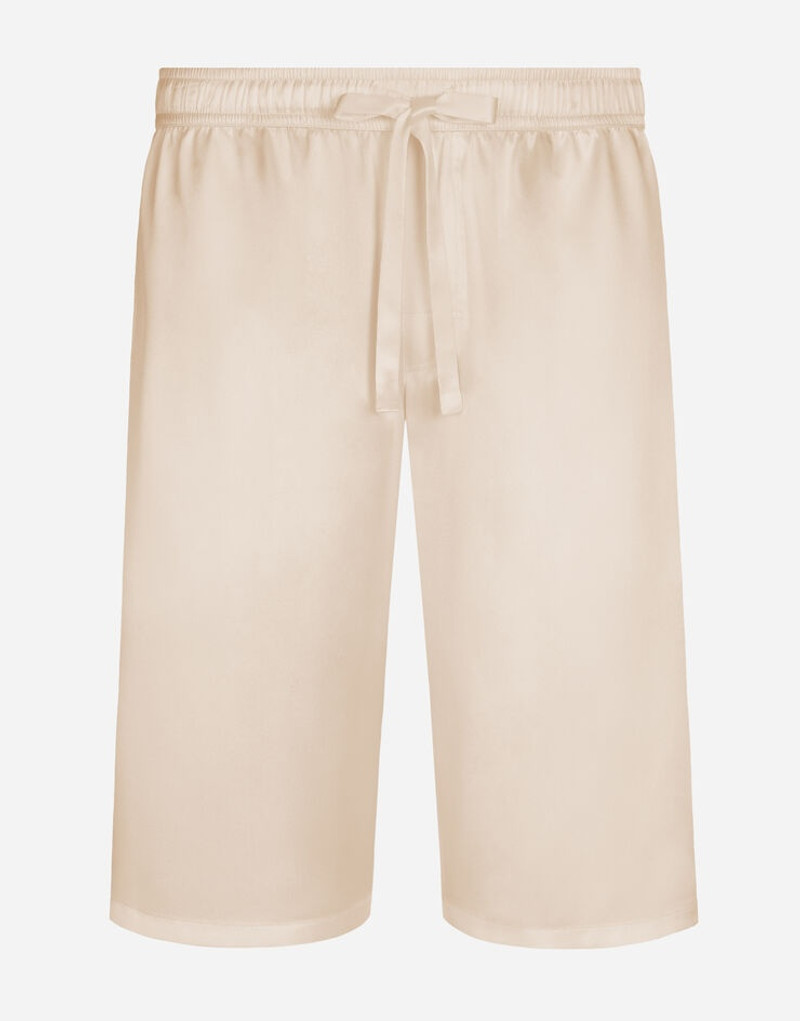 Silk satin jogging shorts with metal DG logo 1