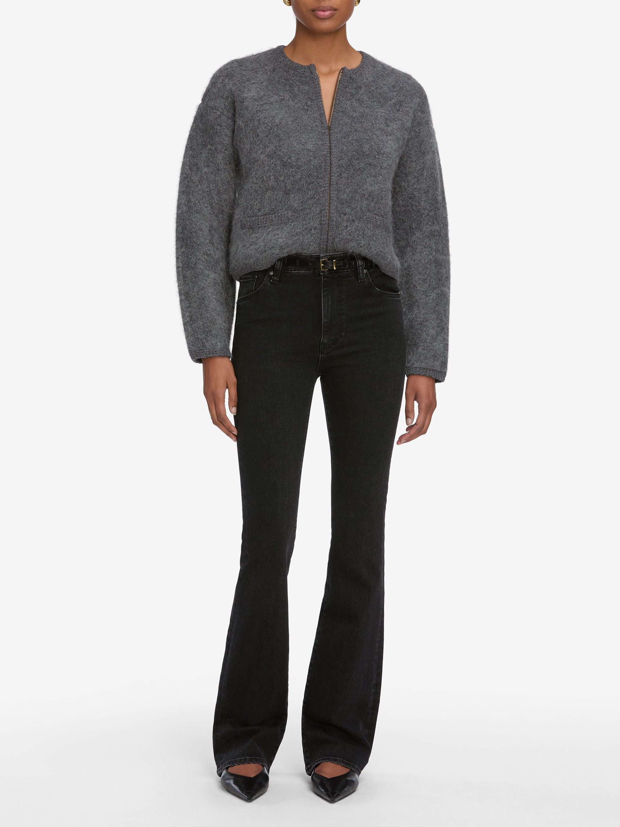 The Lofty Crochet Cardi in Dark Heather Grey - 2