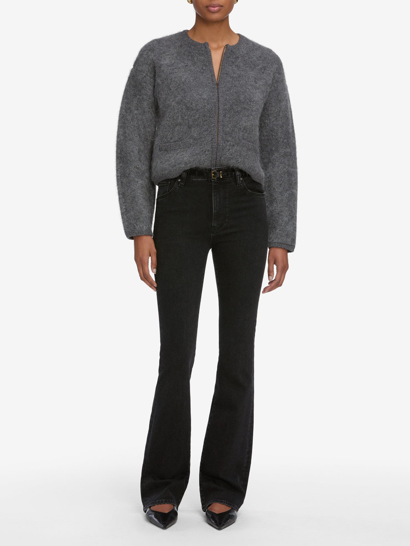 FRAME The Lofty Crochet Cardi in Dark Heather Grey outlook