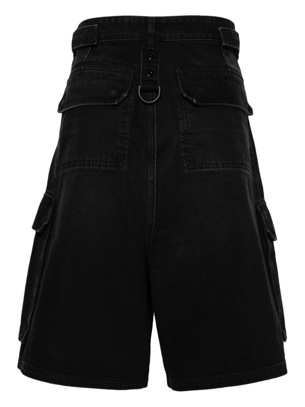 high-rise denim cargo shorts - 2