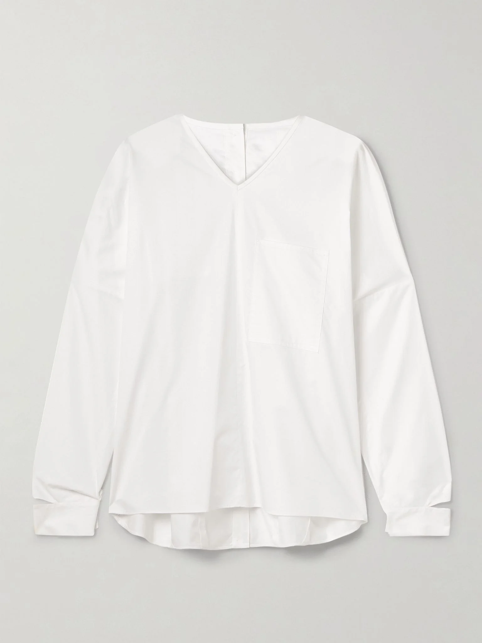 Oversized cutout cotton-poplin shirt White - 1