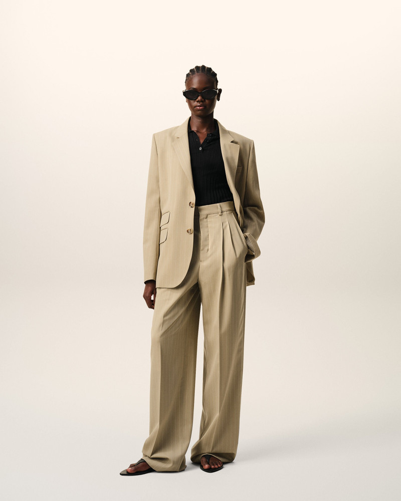 AMI Paris BEIGE NEW WOOL HIGH WAIST WIDE TROUSERS outlook