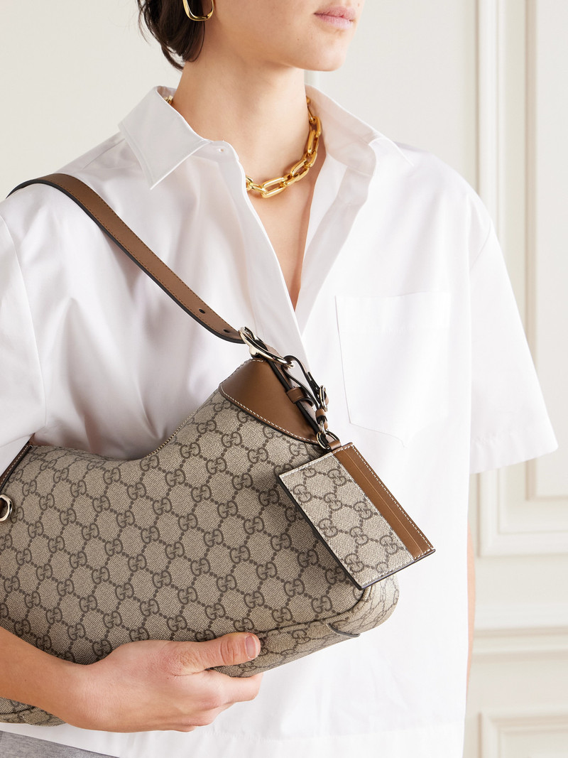 GUCCI Gg Emblem Printed Coated-canvas And Leather Cardholder outlook