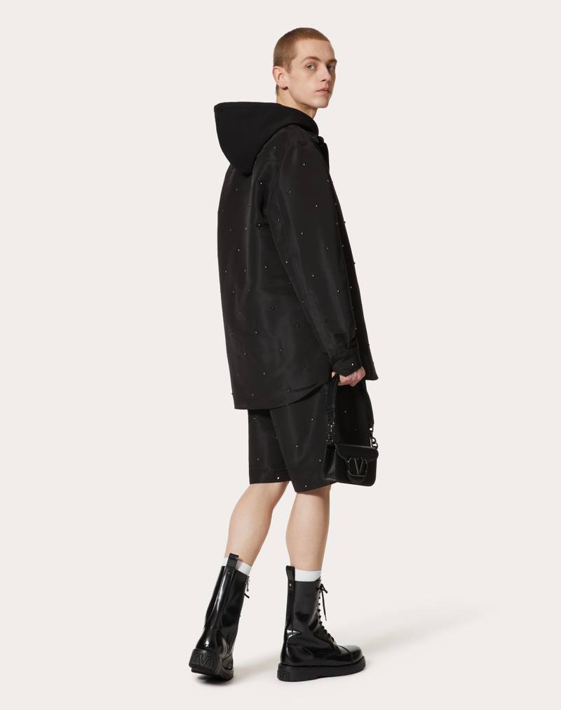 Valentino ALL-OVER ROCKSTUD SPIKE SILK FAILLE BERMUDA SHORTS outlook