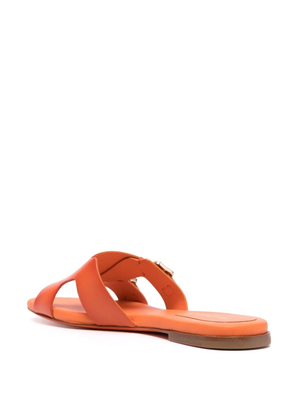 double-buckle leather slides - 3