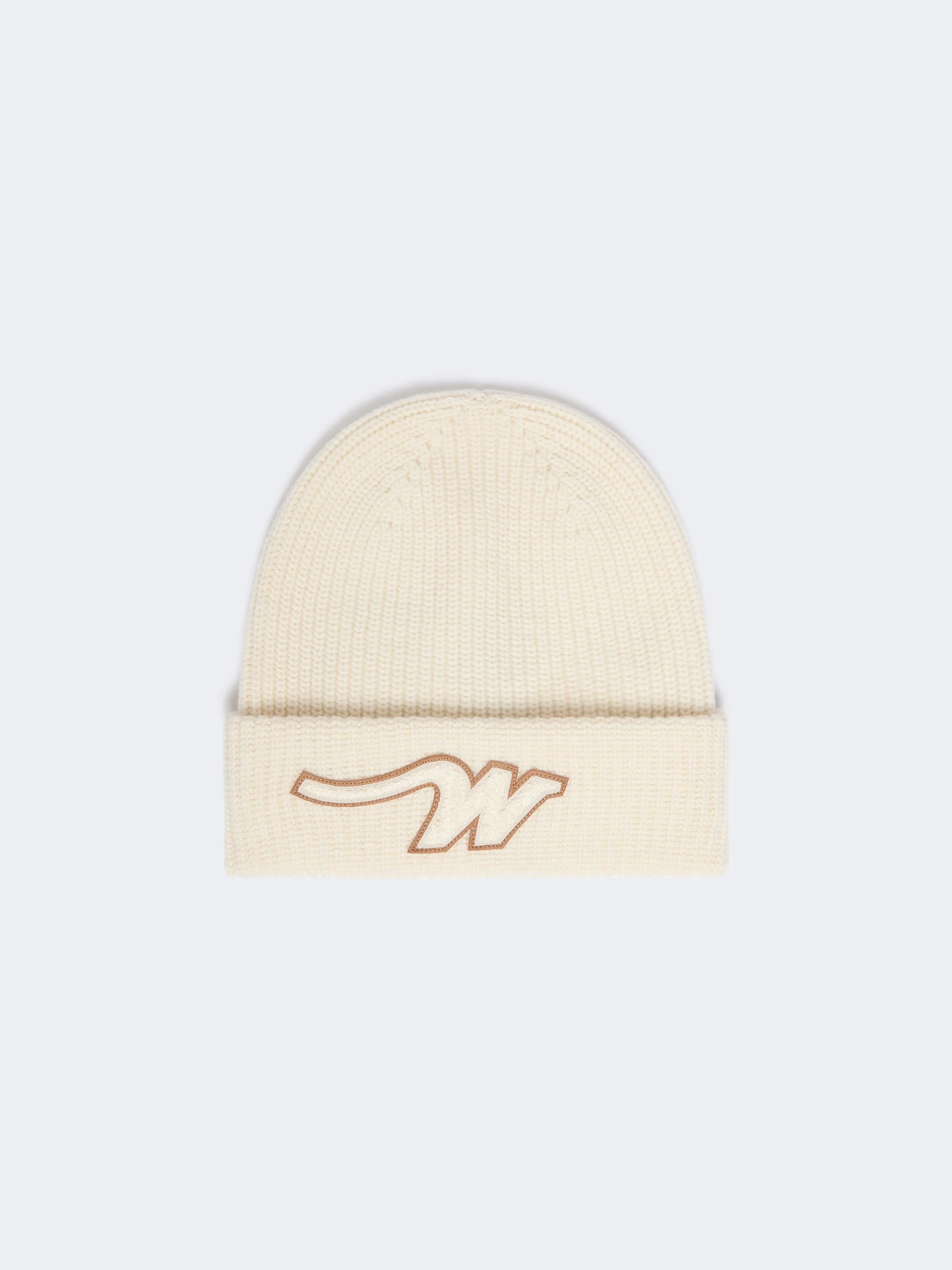 ALBEN Wool beanie with “W” patch - WHITE - 1