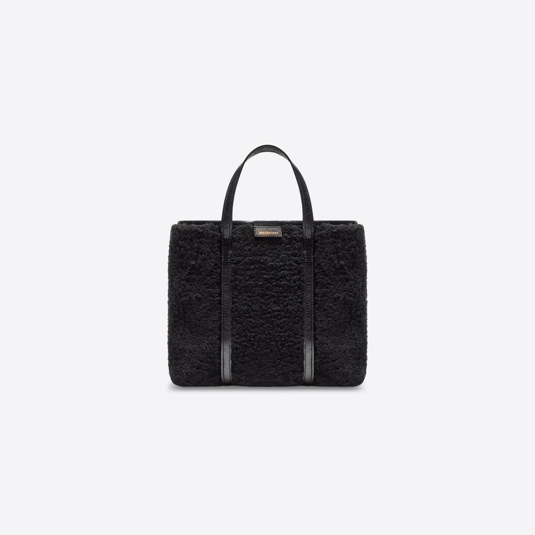 Women's Barbes Medium East-west Shopper Bag In Shearling in Black - 1