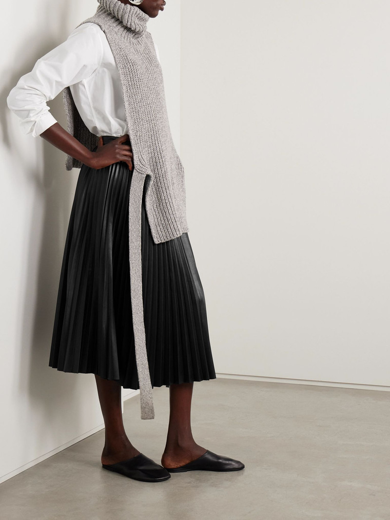 Proenza Schouler Daphne pleated vegan leather midi skirt Black outlook