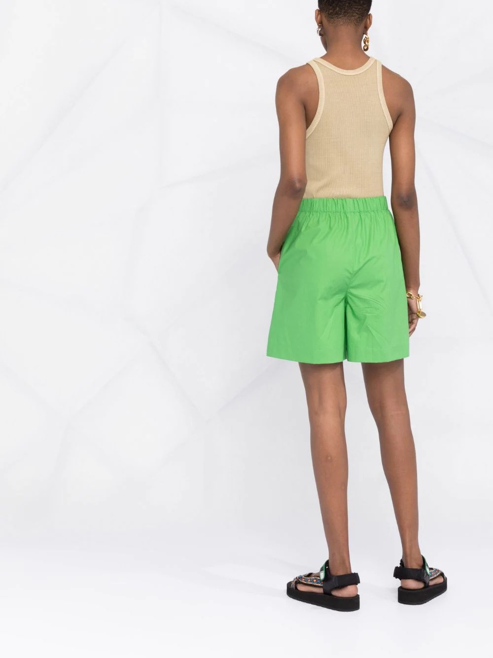 elasticated-waistband cotton shorts - 6