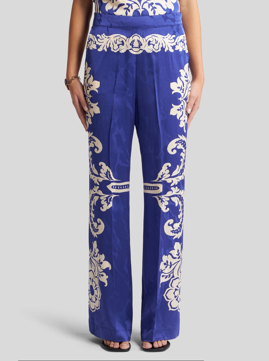 FLORAL JACQUARD PALAZZO TROUSERS - 2