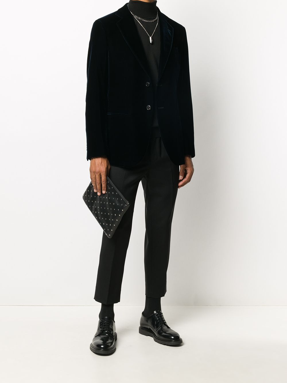 velvet single-breasted blazer - 2