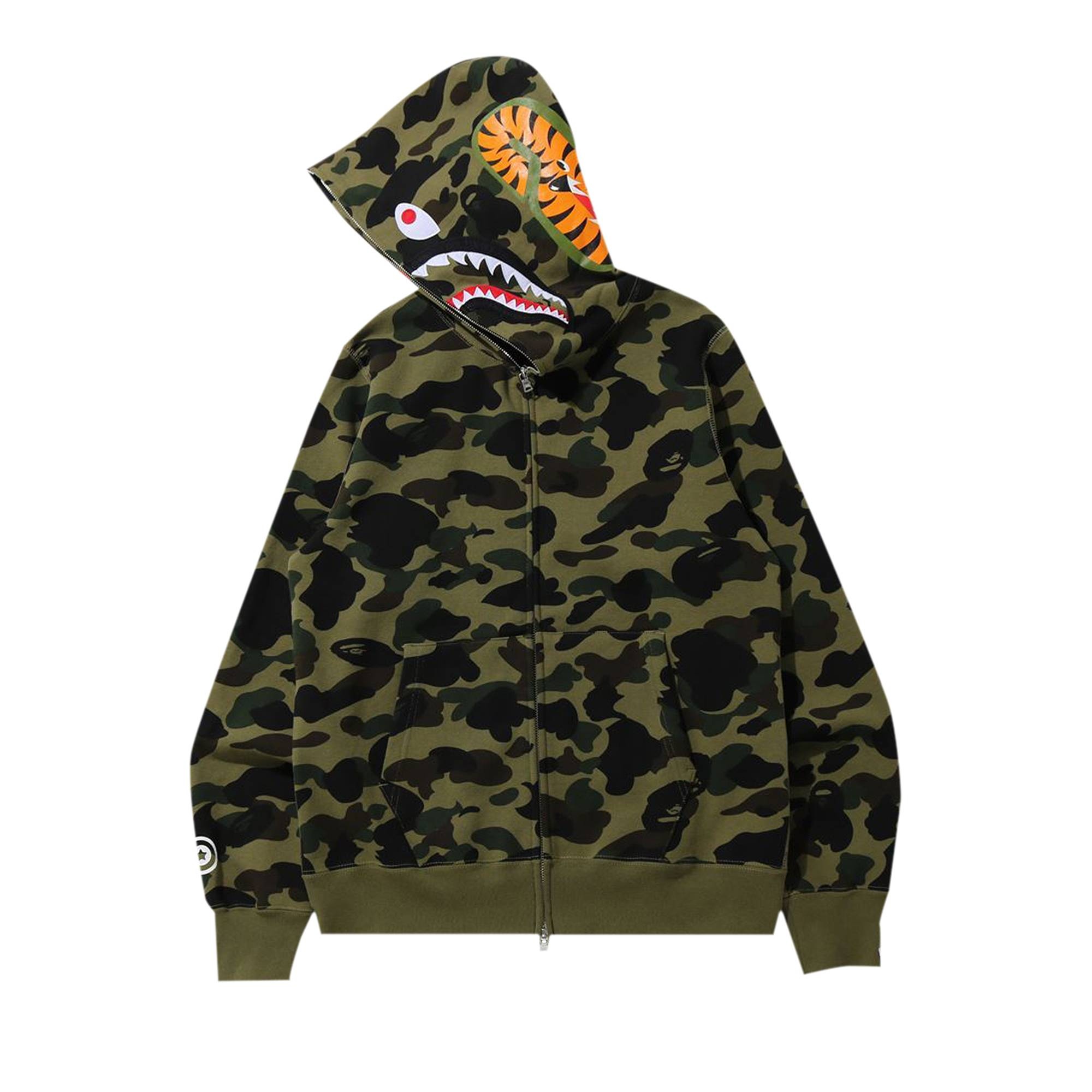 BAPE 1st Camo Shark Full Zip Hoodie 'Green' - 2