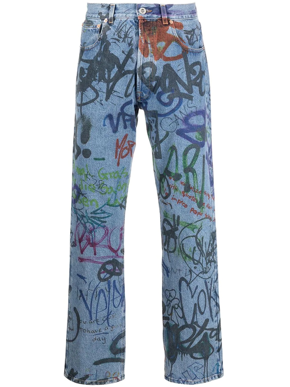 graffiti-print straight-leg jeans - 1