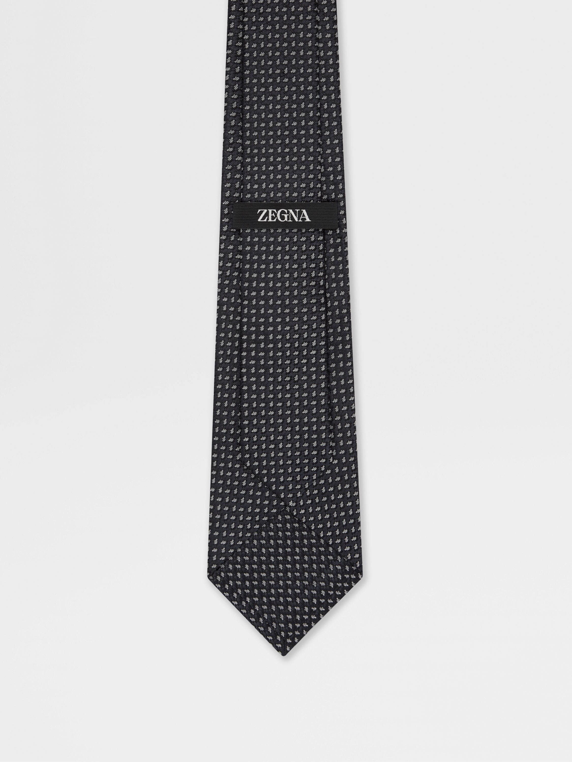 DARK BLUE SILK TIE - 3