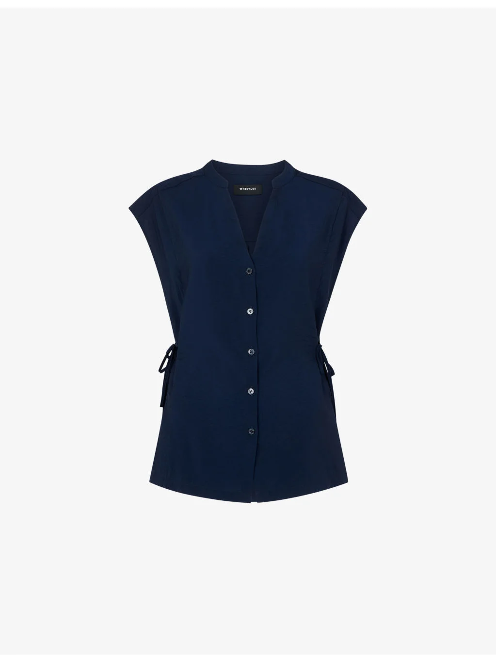 Side-Tie Button-Down Woven Shirt - 1