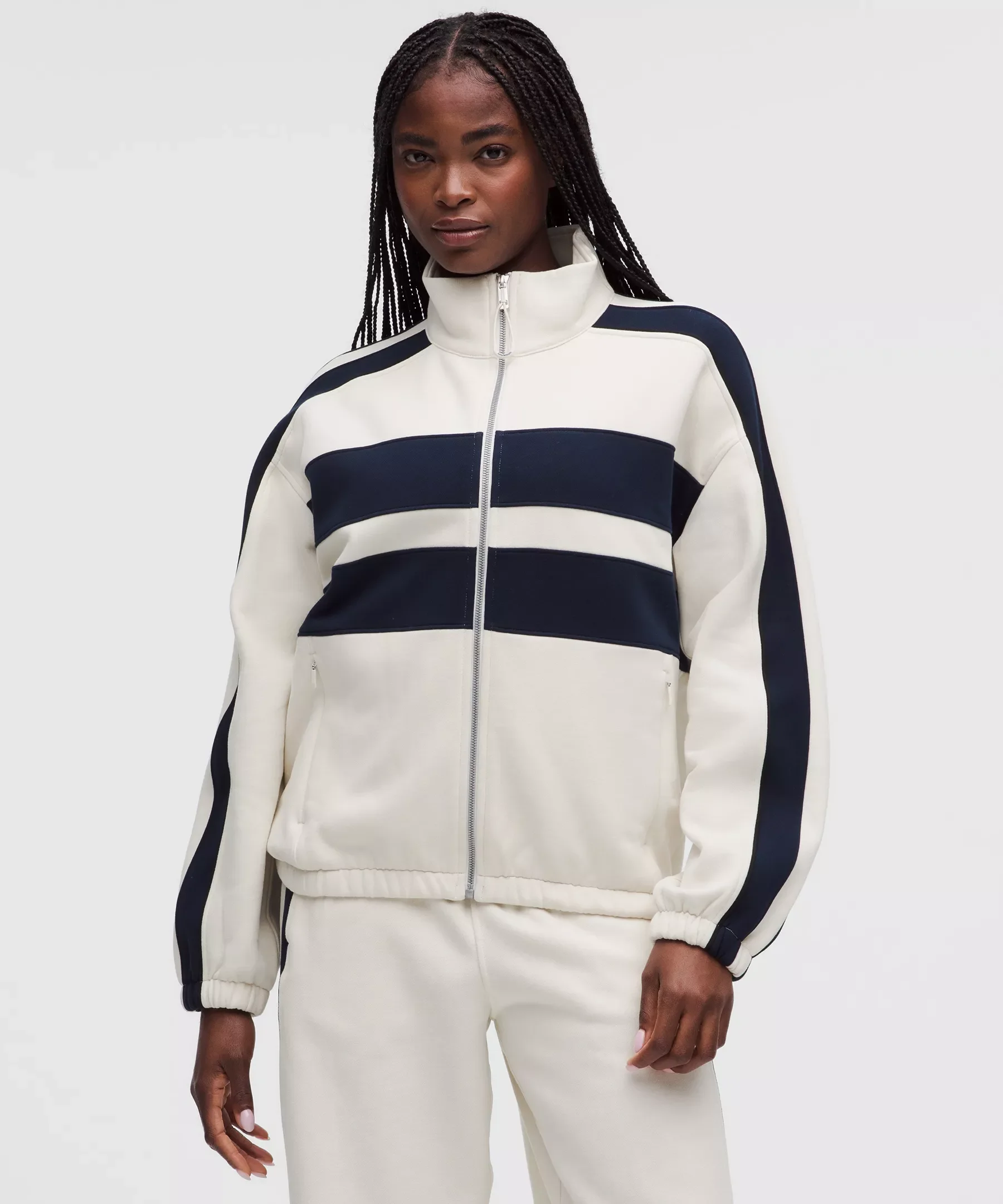 Women's Steady State Oversized Funnel Full Zip *Stripe - 1