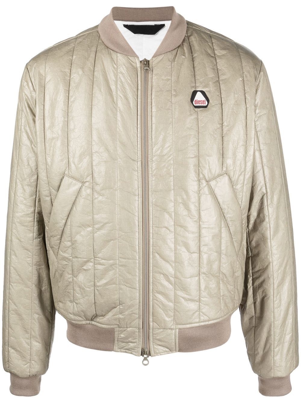 beige quilted bomber jacket - 1