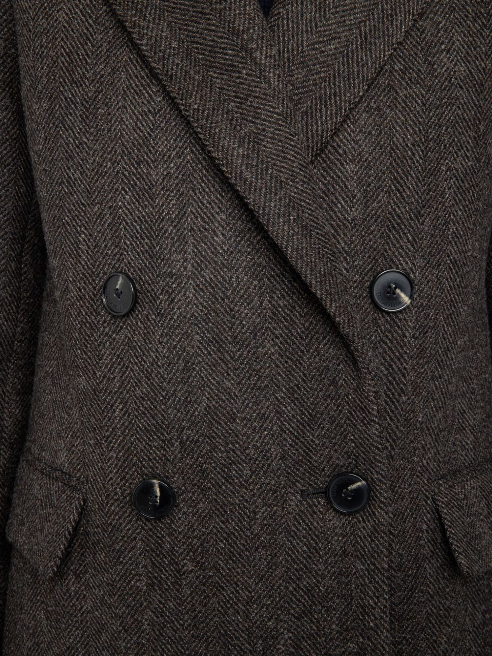 herringbone double-breasted coat - 5