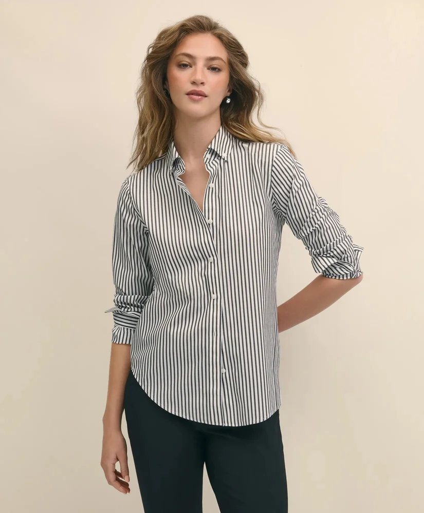 Classic Fit Stretch Supima® Cotton Non-Iron Bengal Stripe Dress Shirt - 1