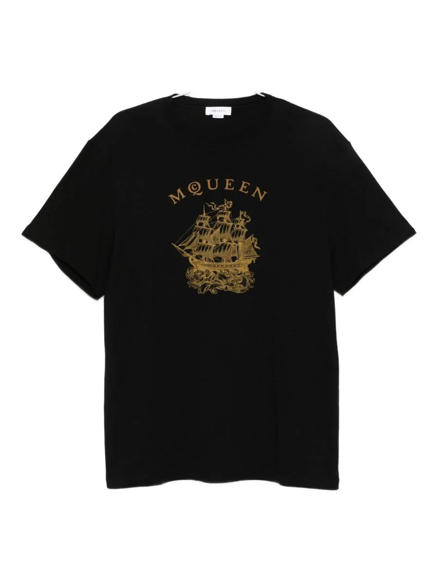 Alexander McQueen Black T-Shirt With Print - 1