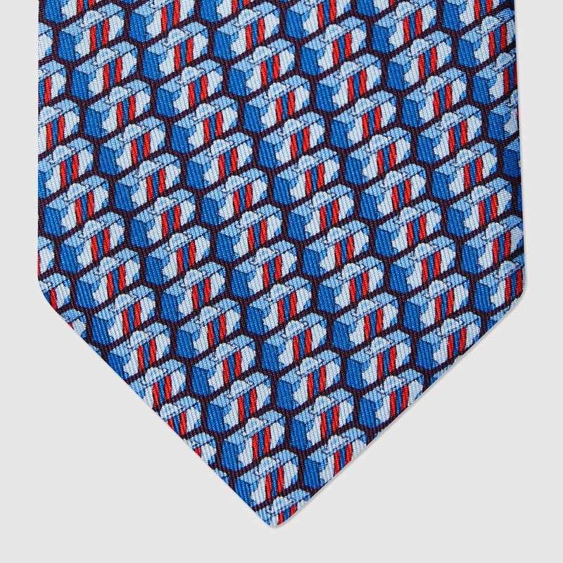 Gucci Valigeria print silk tie 3