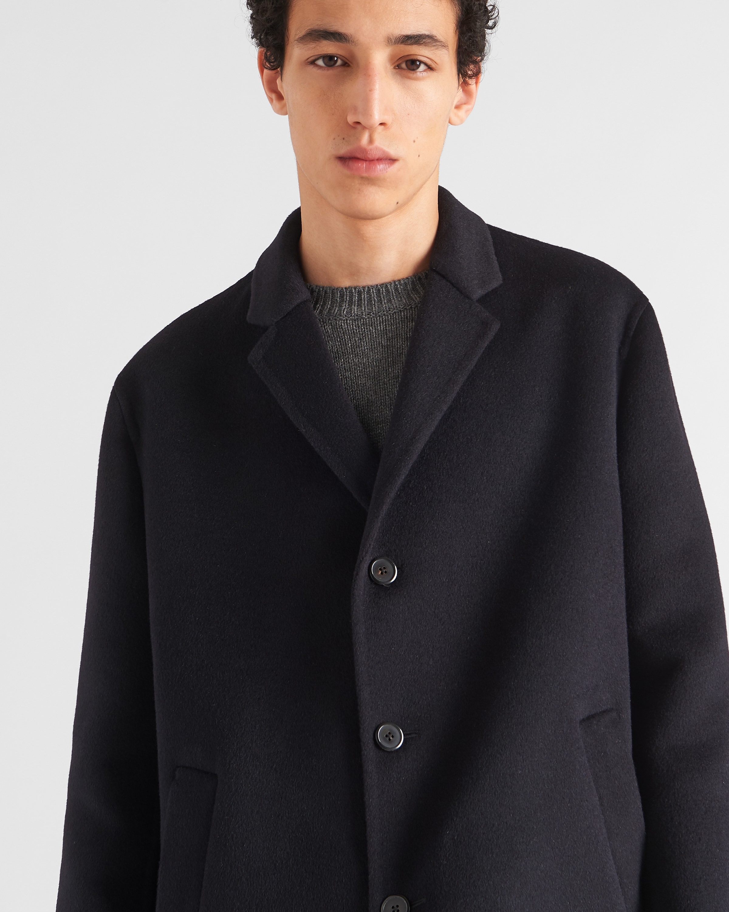 Single-breasted wool blend coat - 3