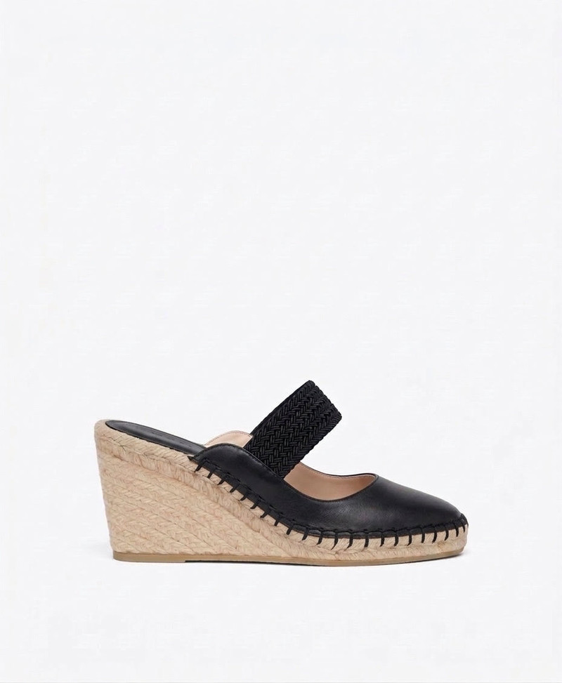 Siena 70 Black Leather Wedge Mules 1