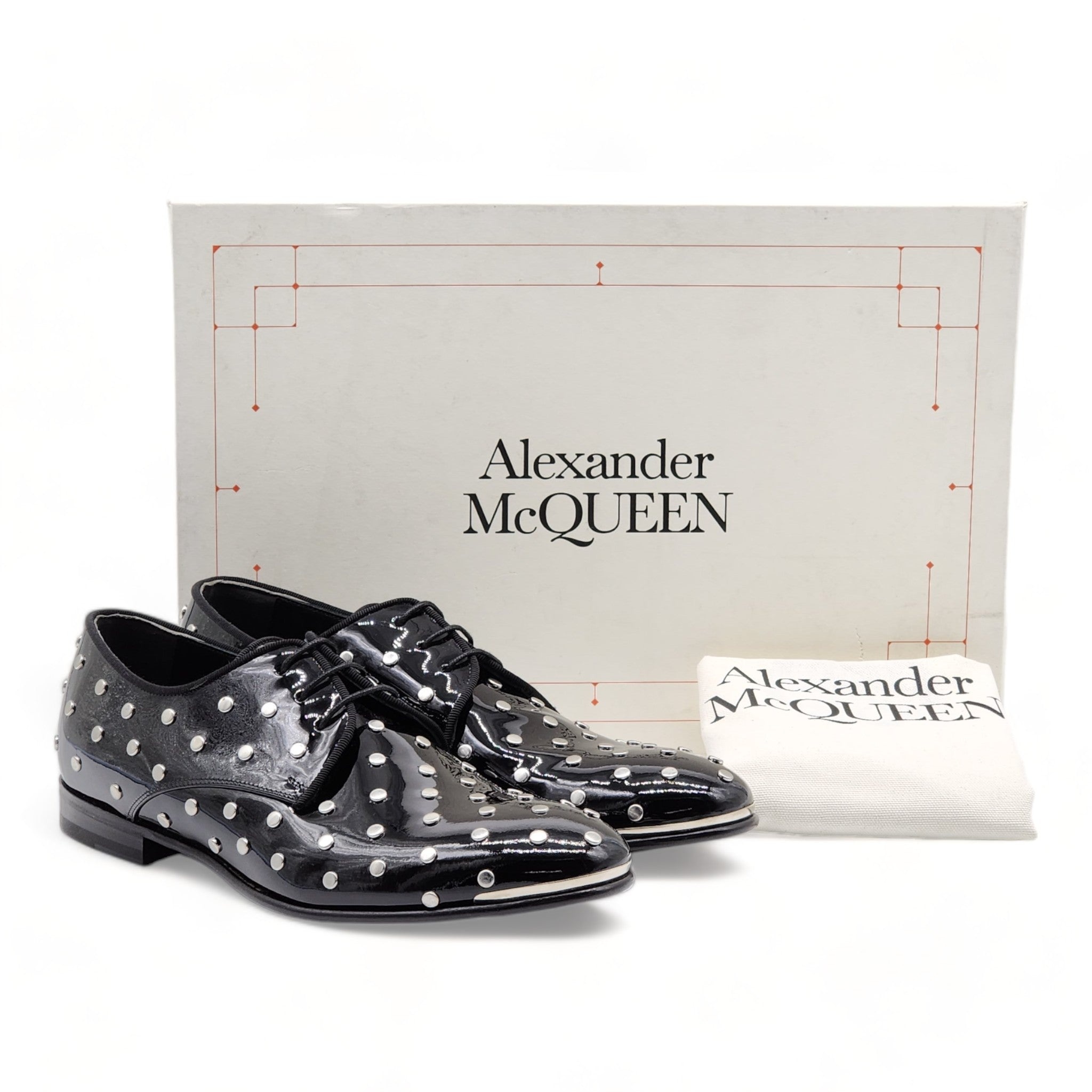 Alexander McQueen Studded Derby Shoes - Patent Leather - Black - 2