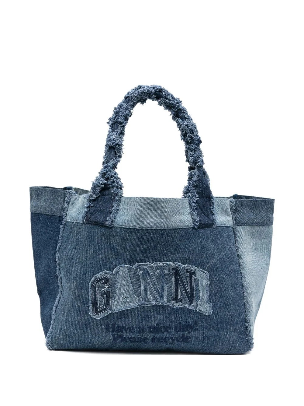 patchwork frayed tote bag - 1