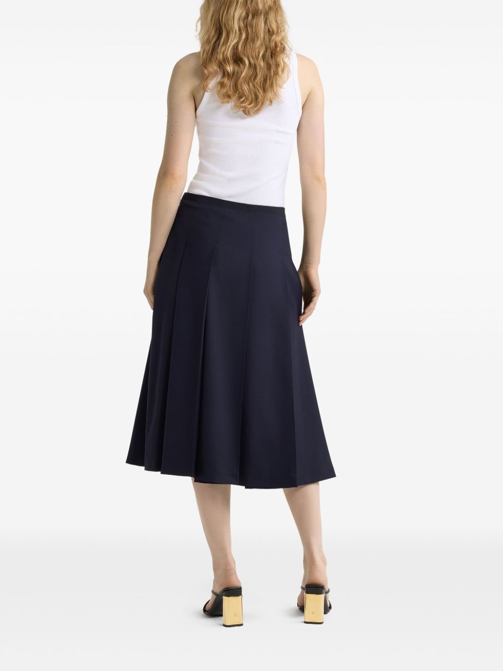pleated twill midi skirt - 3