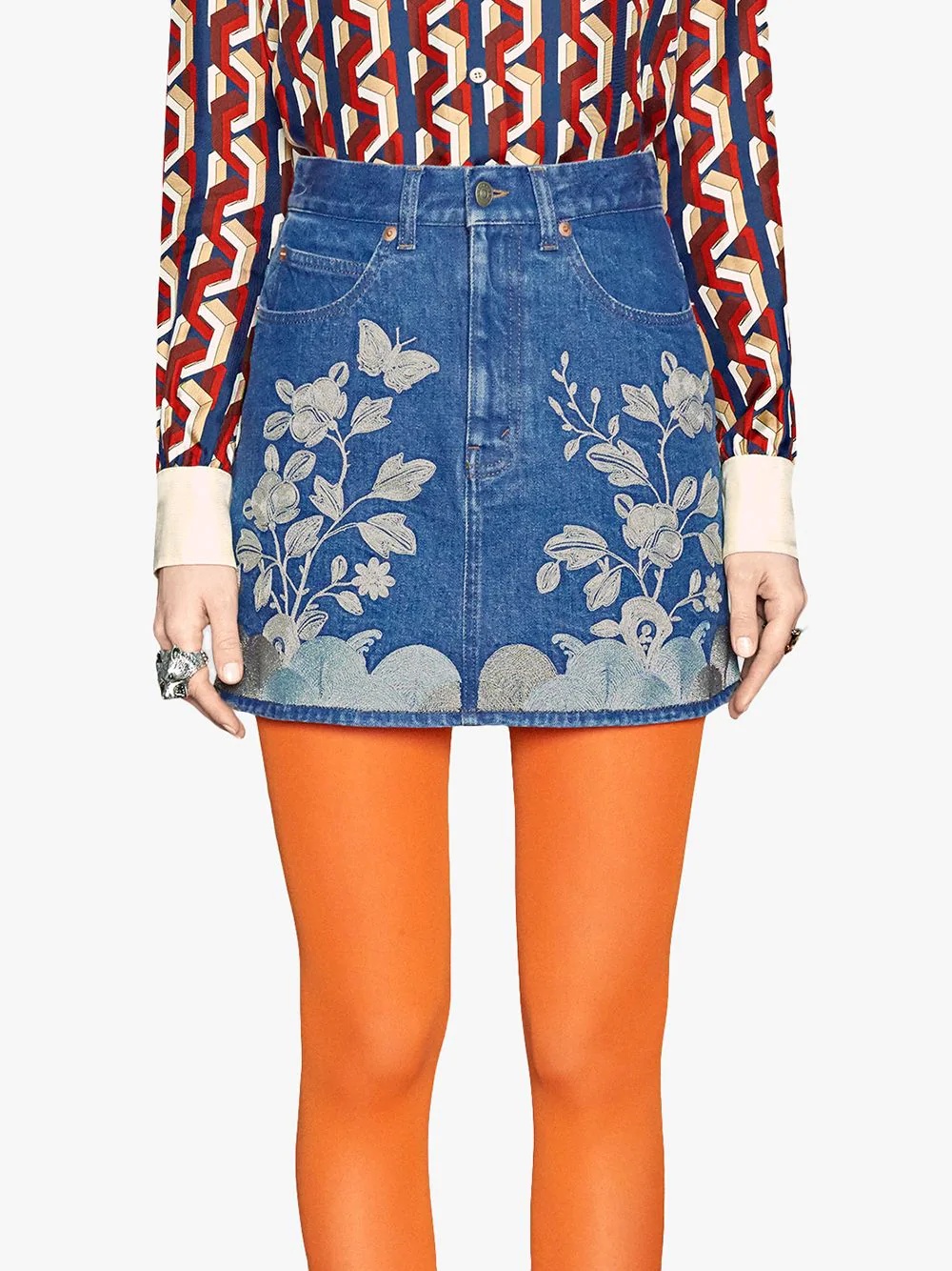 Embroidered denim mini skirt - 3