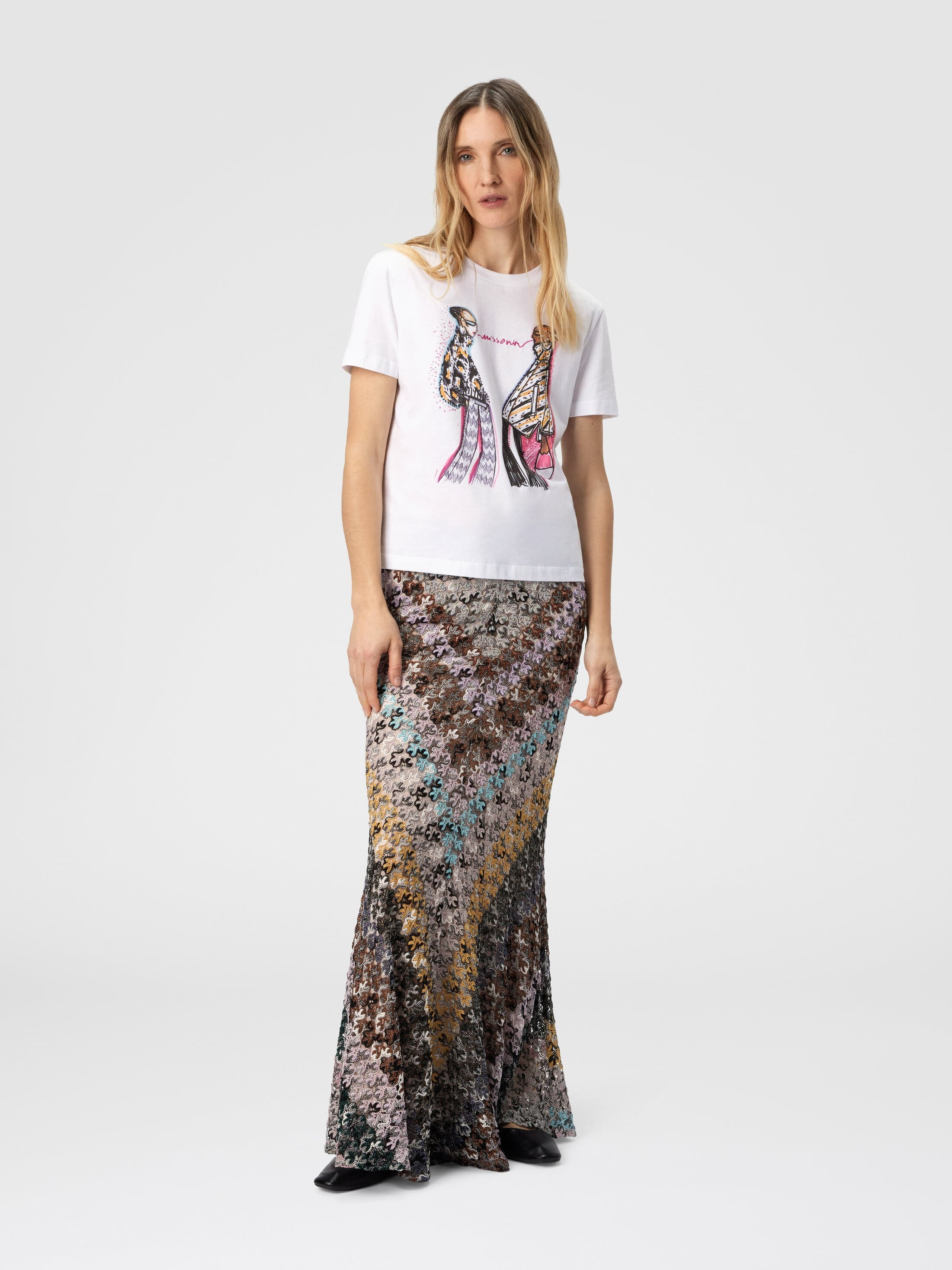 Missoni Short Sleeve T-shirt With Print And Logo in White/Pink at Nordstrom - 2