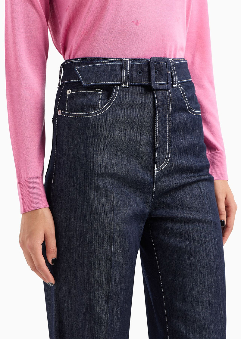ASV J14 high-waisted wide-leg palazzo jeans in a stretch Lyocell-blend denim with contrasting stitch 5