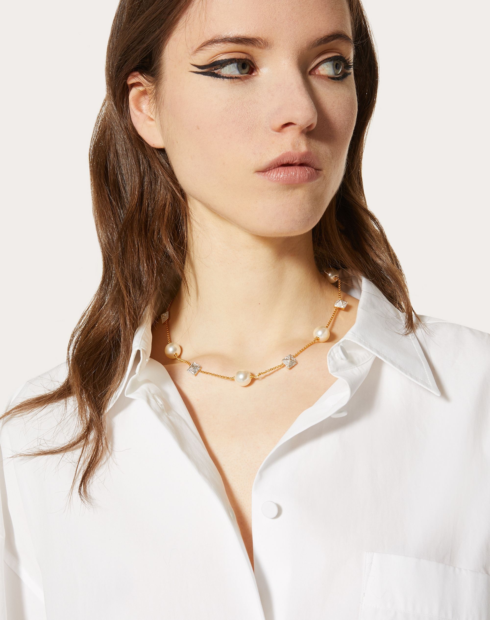 ROCKSTUD NECKLACE WITH PEARLS AND SWAROVSKI® CRYSTALS - 5