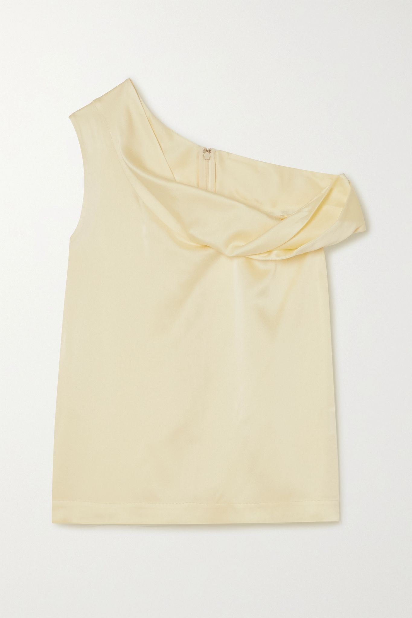 Draped off-the-shoulder hammered-satin top - 1